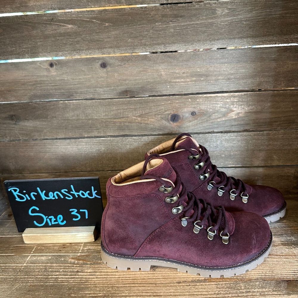 New Womens Birkenstock Jackson Maroon Suede‎ Ankle Boots Size 37 US 6-6.5 Narrow